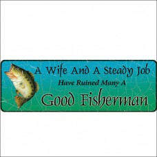 10.5 inch x 3.5 inch RIVERS EDGE HOME DECOR NEW LARGE WIFE/STEADY JOB SIGN 643323133408  371943990398